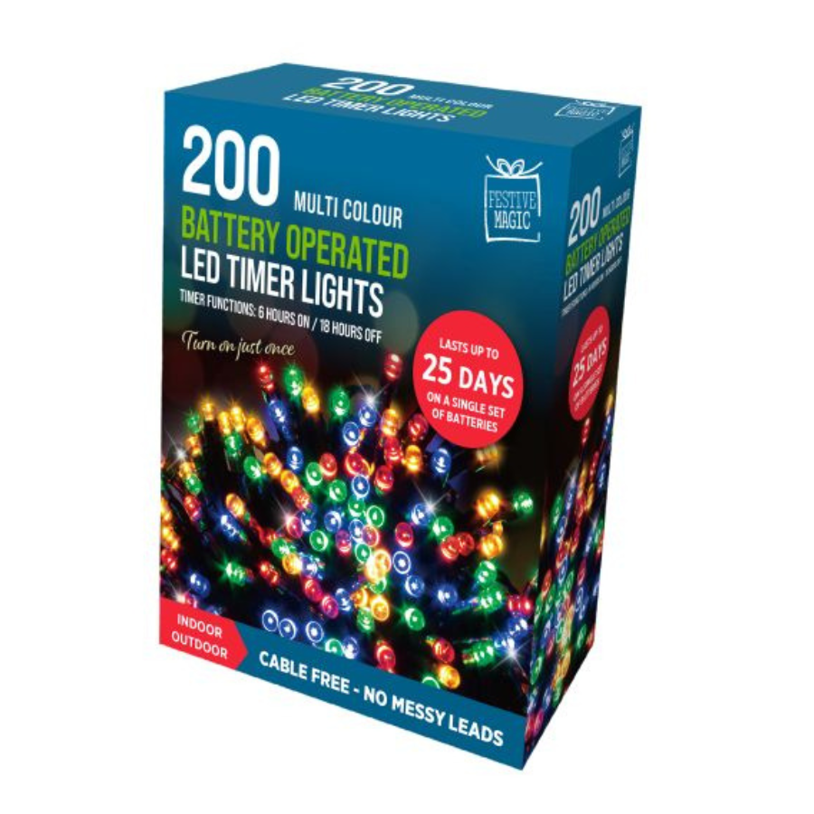 200 LED Timer Lights - (Available in 6 Colours) - Plants Galore